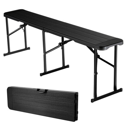Folding Bench 6 Ft, HDPE Seat, Portable, Black