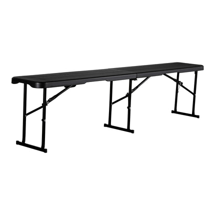 Folding Bench 6 Ft, HDPE Seat, Portable, Black