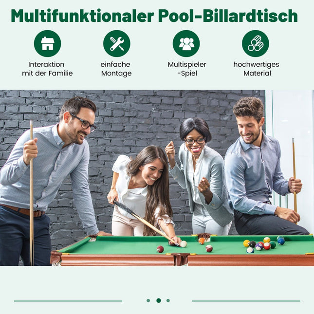 Zusammenklappbarer Billardtisch mit Queues, Kugeln, Kreide, 138 cm
