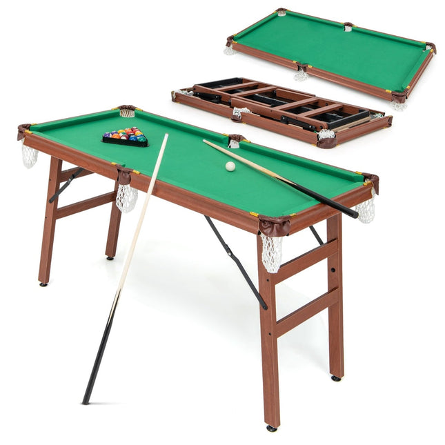 Zusammenklappbarer Billardtisch mit Queues, Kugeln, Kreide, 138 cm