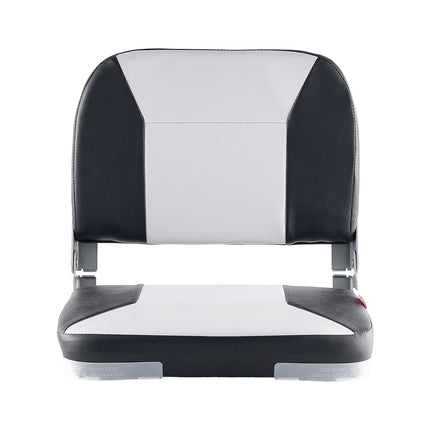 Folding Boat Seat, Low Back, Waterproof PVC, Black Grey