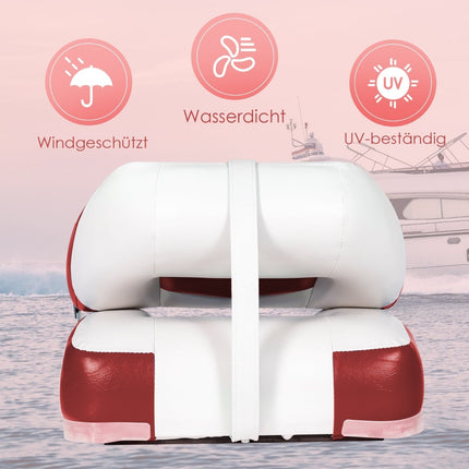 Folding Boat Seats, 2-Pack, Red/White, 110kg Capacity