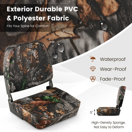 Folding Boat Seats, 2-Pack, Waterproof Camouflage