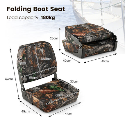 Folding Boat Seats, 2-Pack, Waterproof Camouflage