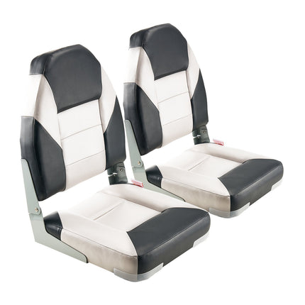 Folding Boat Seats, High-Back, Waterproof PVC, 2-Pack