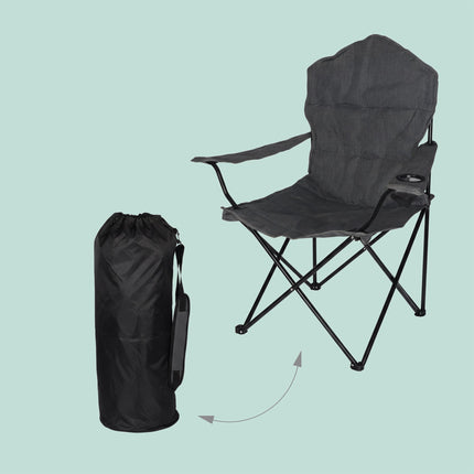 Folding Camp Chair with Armrests and Cup Holder