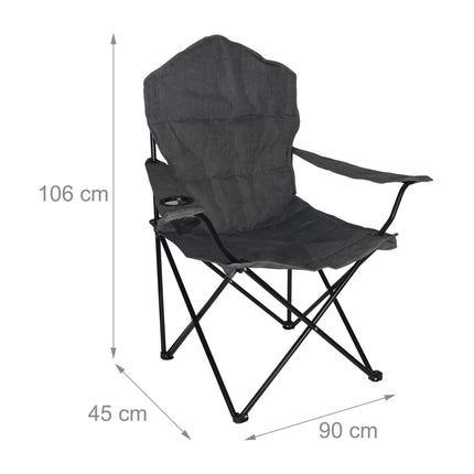 Folding Camp Chair with Armrests and Cup Holder