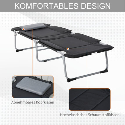 Leichtes, tragbares Feldbett mit Kissen, 183x66x33cm