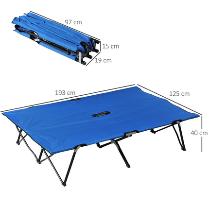 Double camping bed with carry bag, supports 136 kg