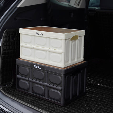 Skládací kempingový box s víkem, 15L, bílá