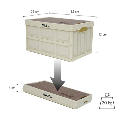 Skládací kempingový box s víkem, 15L, bílá