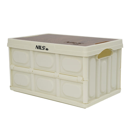 Skládací kempingový box s víkem, 15L, bílá
