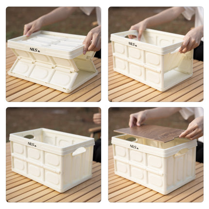 Skládací kempingový box s víkem, 15L, bílá