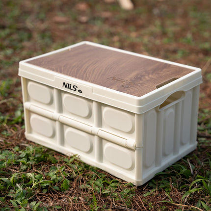 Skládací kempingový box s víkem, 15L, bílá