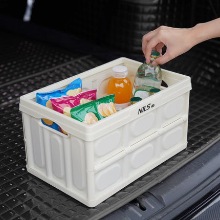 Skládací kempingový box s víkem, 15L, bílá