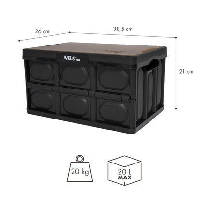 Folding Camping Box with Lid, 20L, 2-in-1