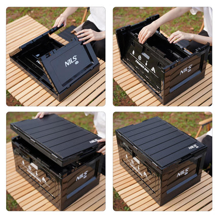 Folding Camping Box with Lid, 50L, 2-in-1