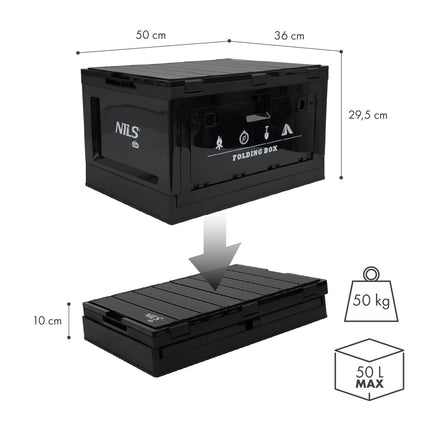 Folding Camping Box with Lid, 50L, 2-in-1