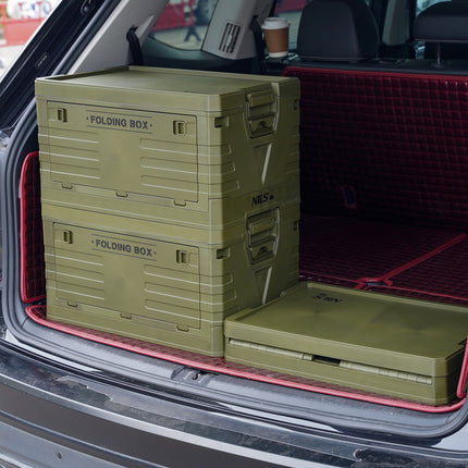 Folding Camping Box with Lid, Green, 50L Capacity