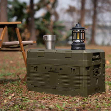 Skládací kempingový box s víkem, zelená, 50L