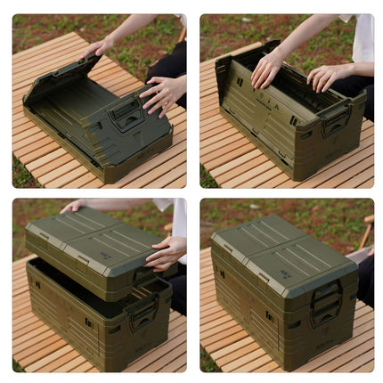 Skládací kempingový box s víkem, zelená, 50L