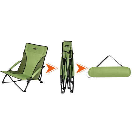 Folding Camping Chair, 120 kg Capacity, Green