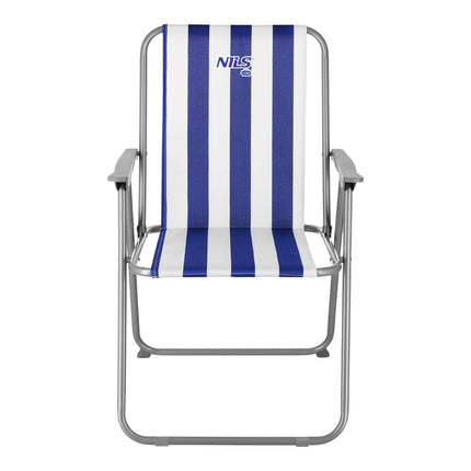 Skládací kempingová židle, modro-bílá, přenosný design