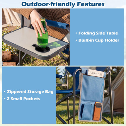 Folding Camping Chair – Cup Holder, Pocket, 400 lb Capacity