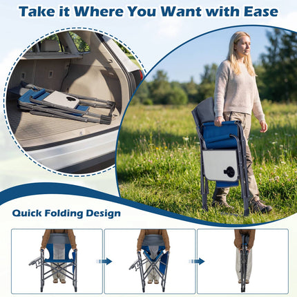 Folding Camping Chair – Cup Holder, Pocket, 400 lb Capacity