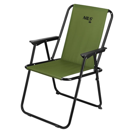 Folding Camping Chair, Green, Steel Frame, 110 kg