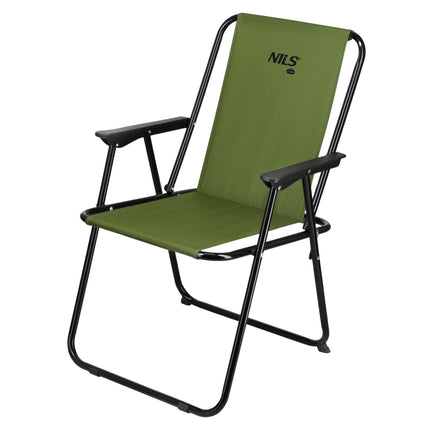 Folding Camping Chair, Green, Steel Frame, 110 kg