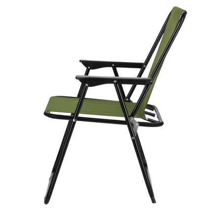 Folding Camping Chair, Green, Steel Frame, 110 kg