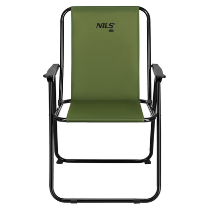 Folding Camping Chair, Green, Steel Frame, 110 kg