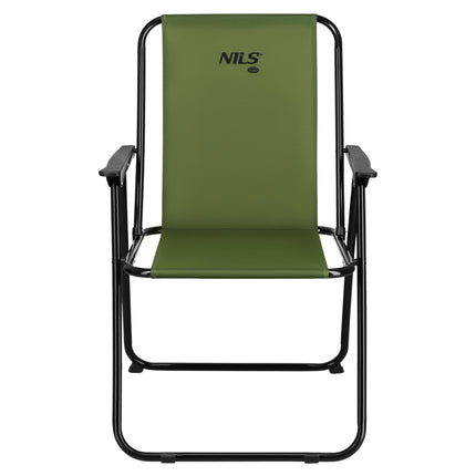 Folding Camping Chair, Green, Steel Frame, 110 kg