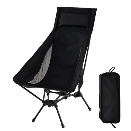 Folding Camping Chair, Lightweight, High Back, Black