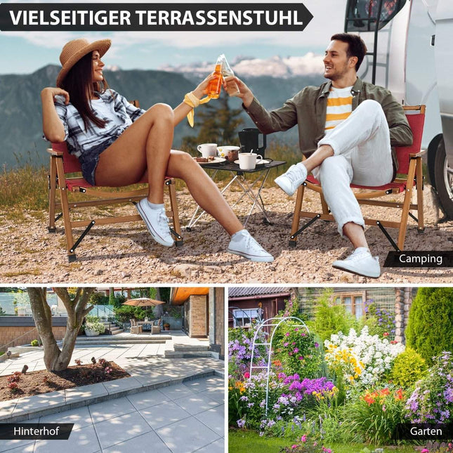 Opvouwbare kampeerstoel, draagbare lage terrasstoel, 56 x 54,5 x 65 cm, rood