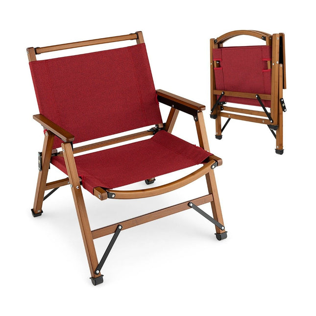 Opvouwbare kampeerstoel, draagbare lage terrasstoel, 56 x 54,5 x 65 cm, rood