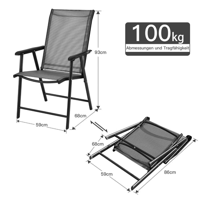 Set van 2 opvouwbare campingstoelen, grijs, metalen frame
