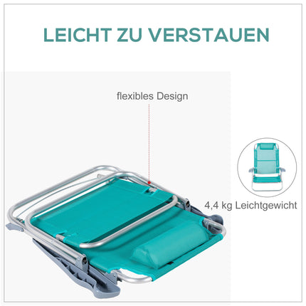 Klappbare Campingstühle 2er-Set, verstellbare Netzrückenlehne, Türkis