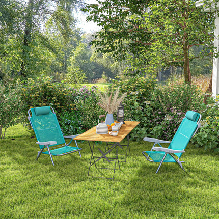 Klappbare Campingstühle 2er-Set, verstellbare Netzrückenlehne, Türkis