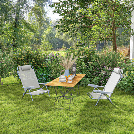 Folding Camping Chairs Set of 2 with Adjustable Backrest