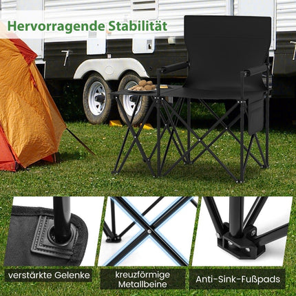 Faltbare Campingstühle 2er-Set mit Beistelltisch und Getränkehalter
