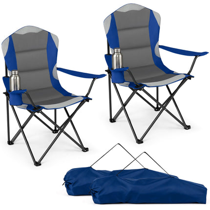 Folding Camping Chairs with Cup Holders, 2-Pack – Navy