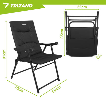 Folding Camping Chair with Backrest, 59x70x91 cm