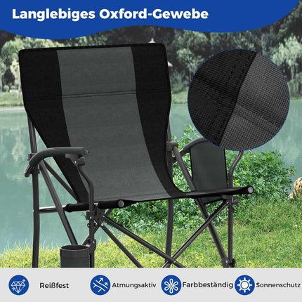 Klappbarer Campingstuhl mit Getränkehalter, 160 kg Tragkraft