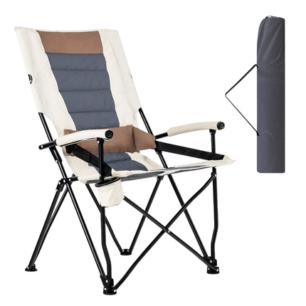Klappbarer Campingstuhl mit Getränkehalter, 63x72x102 cm, Braun/Weiß
