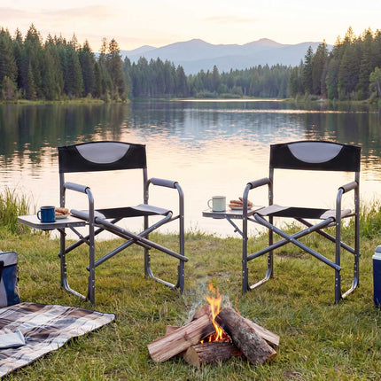 Klappbarer Campingstuhl mit Seitentisch, 180 kg Tragkraft