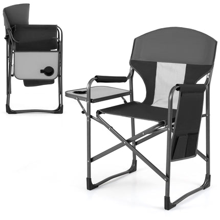 Folding Camping Chair with Side Table, Cup Holder, 400 lb