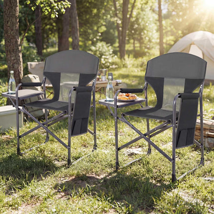 Folding Camping Chair with Side Table, Cup Holder, 400 lb