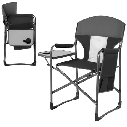Folding Camping Chair with Side Table, Cup Holder, 400 lb